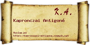 Kapronczai Antigoné névjegykártya
